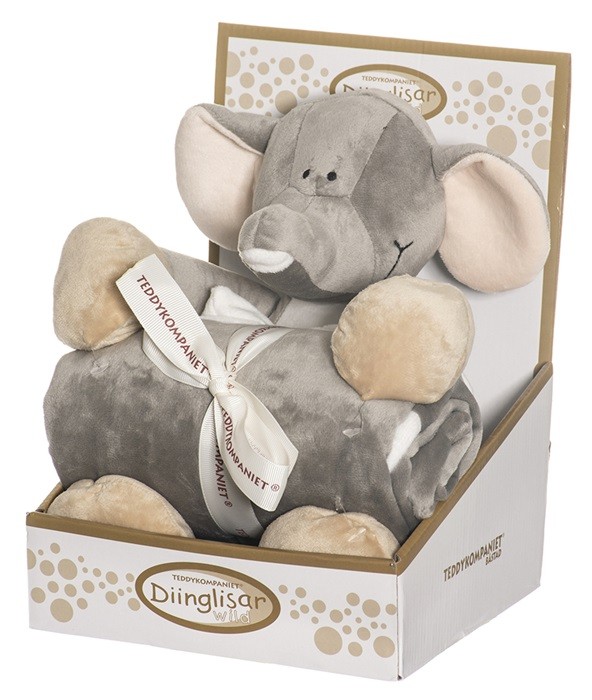 Teddykompaniet diinglisar filt med gosedjur elefant