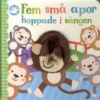 Fem små apor hoppade i sängen bok med fingerdocka