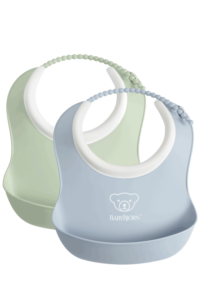 Babybjörn haklapp liten blekgrön/blekblå 2-pack