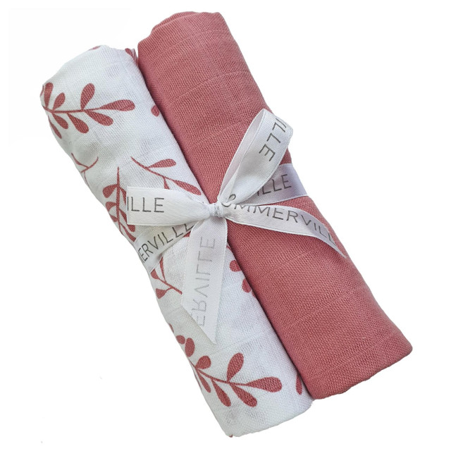 Summerville muslinfilt floral dusty rose 2-pack 70x70cm