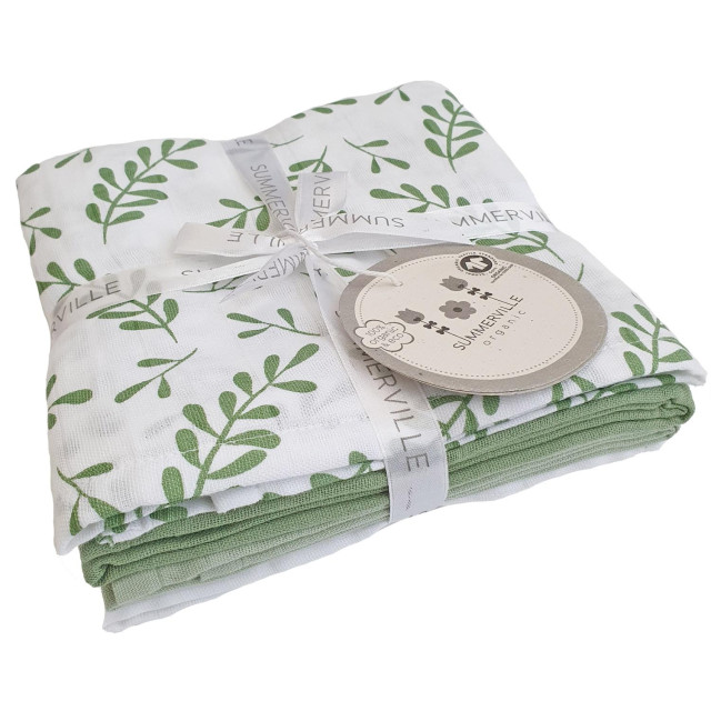 Summerville muslinfilt floral green 4-pack 70x70cm