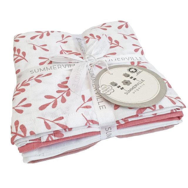 Summerville muslinfilt floral rose 4-pack 70x70cm