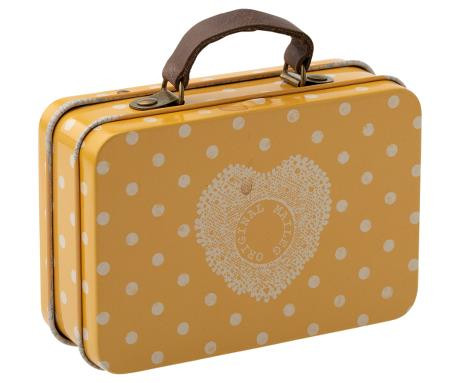 Maileg resväska plåt 7cm yellow dot