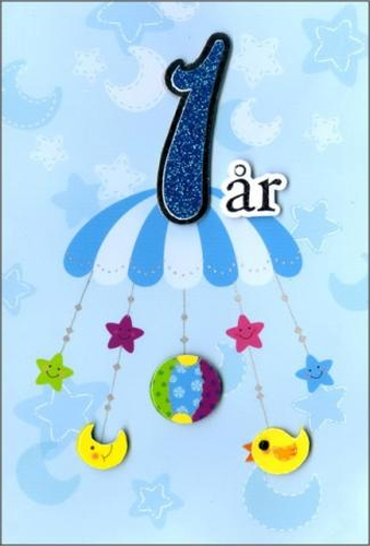 Spaderteam kort handgjort 1 år blå