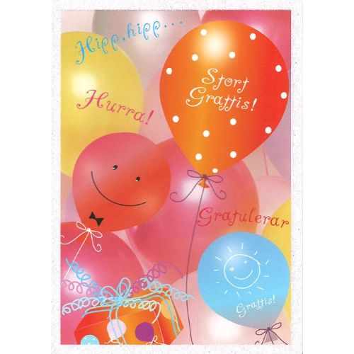 Spaderteam kort grattis med ballonger