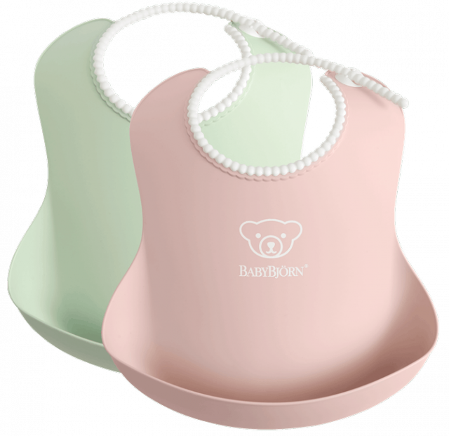 Babybjörn haklapp 2-pack blekgrön/blekrosa