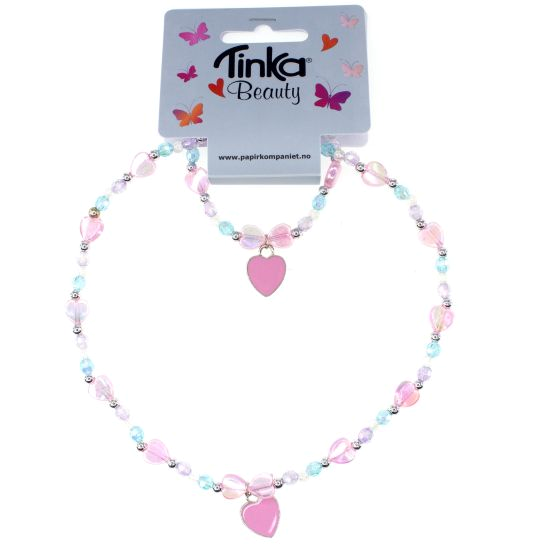 Tinka halsband och armband hjärta rosa