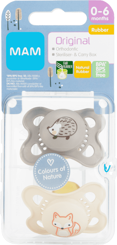 Mam napp original latex 0-6mån 2-pack neutral