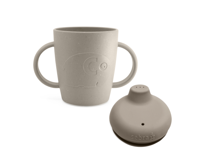 Sebra mugg med handtag & silikonlock jetty beige