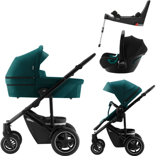 Britax smile 4 PAKET inkl liggdel + babyskydd baby-safe 3 i-size inkl flex base Green Sense Atlantic Green, Fossil Grey, Galaxy Black