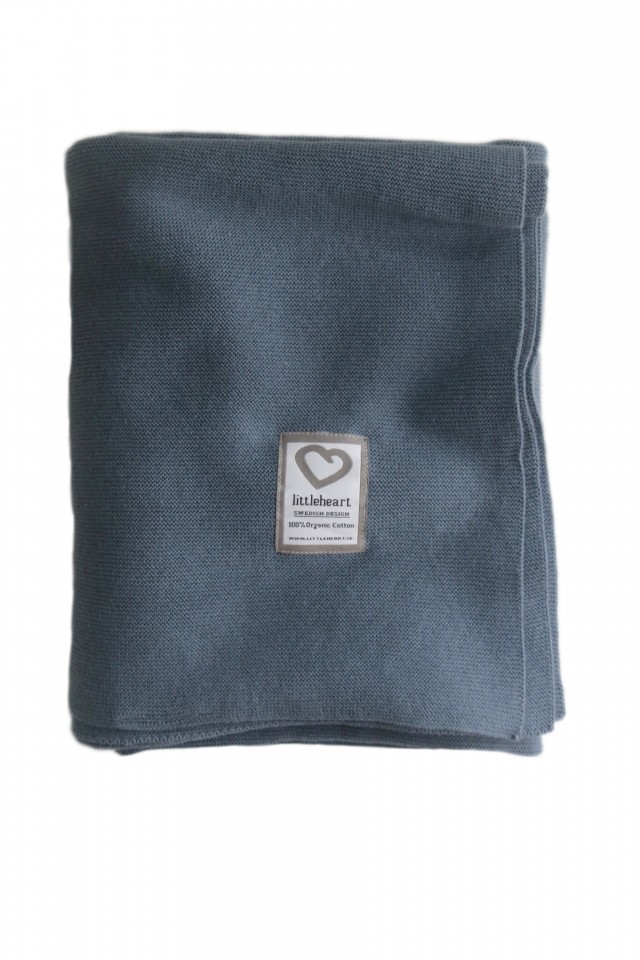 Littleheart filt finstickad dusty blue 75x100 cm