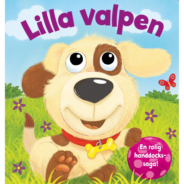 Lilla valpen bok med handdocka