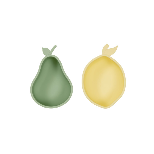 Oyoy mini snackskål silikon yummy lemon & pear 2-p
