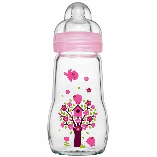 Mam nappflaska feel good 260ml glas rosa