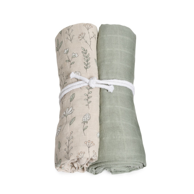 Mini dreams muslinfilt blomsteräng sand 2-pack 70x70cm