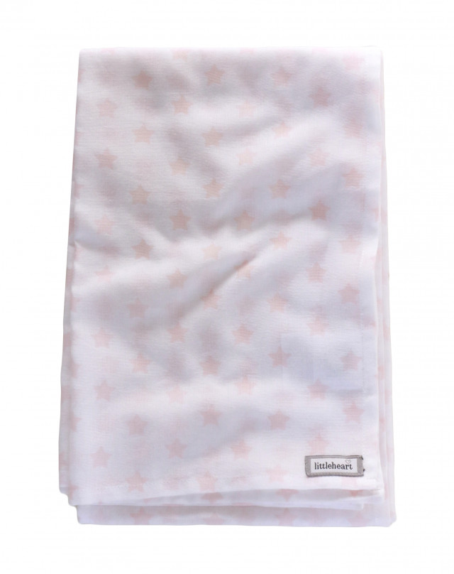 Littleheart muslinfilt star rosa 80x120 cm