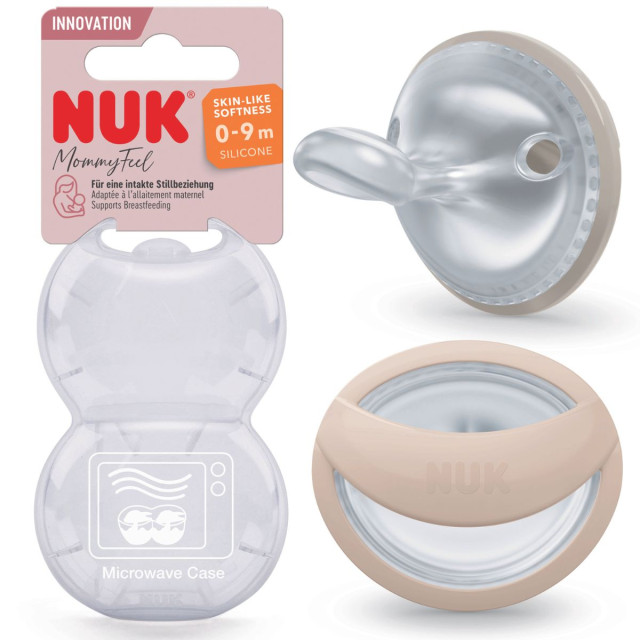 Nuk napp mommy feel silikon 0-9mån grå/sand 2-pack
