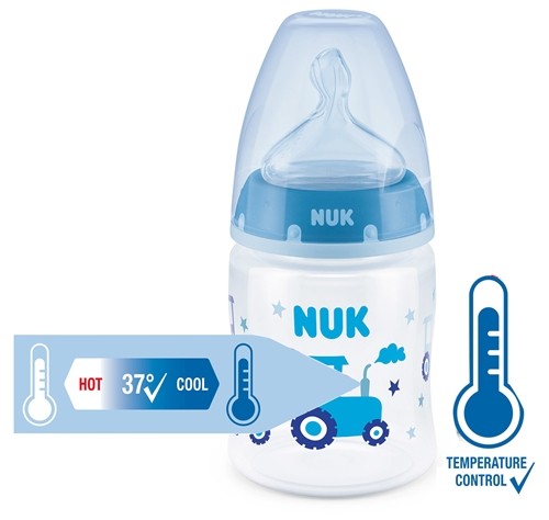 Nuk nappflaska first choice+ temperature control silikon 150ml 0-6mån blå