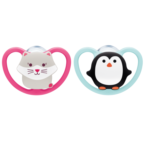 Nuk napp space silikon 6-18mån rosa 2-pack