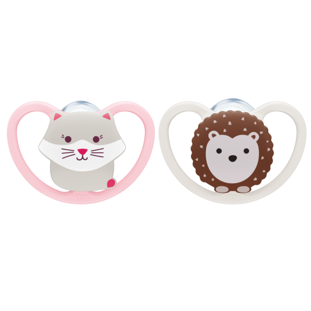 Nuk napp space silikon 0-6 mån rosa 2-pack