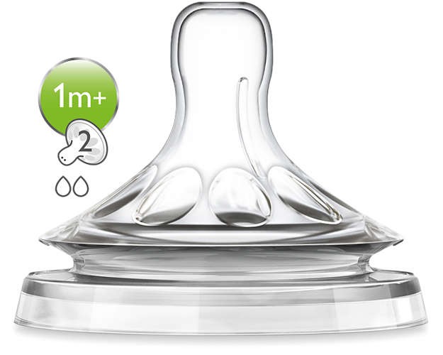 Avent dinapp natural 1 månader/långsamt flöde 2 hål 2-pack