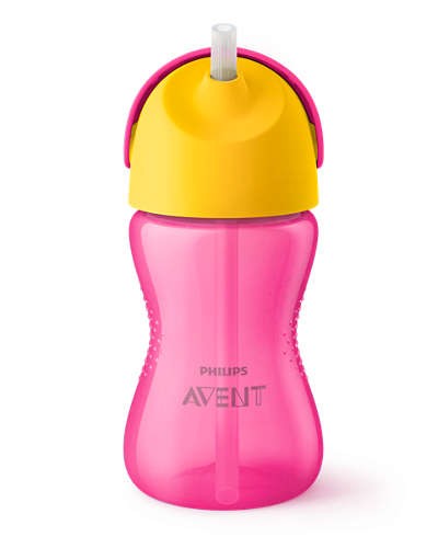 Avent drickmugg sugrör 300ml rosa 12m+