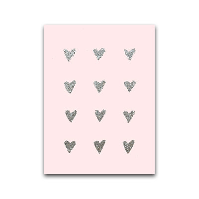 Nobhill kort med snöre silverhjärtan rosa