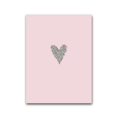 Nobhill kort med snöre silver hjärta rosa