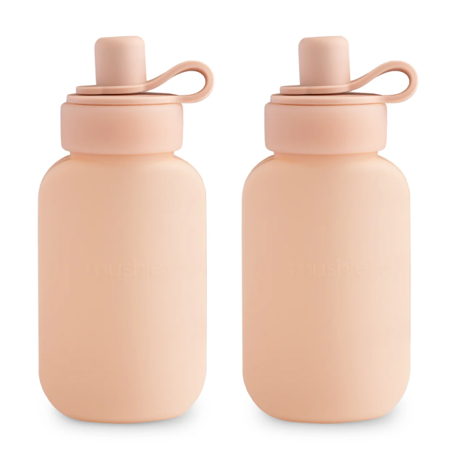 Mushie silicone puree pouch blush 2-pack