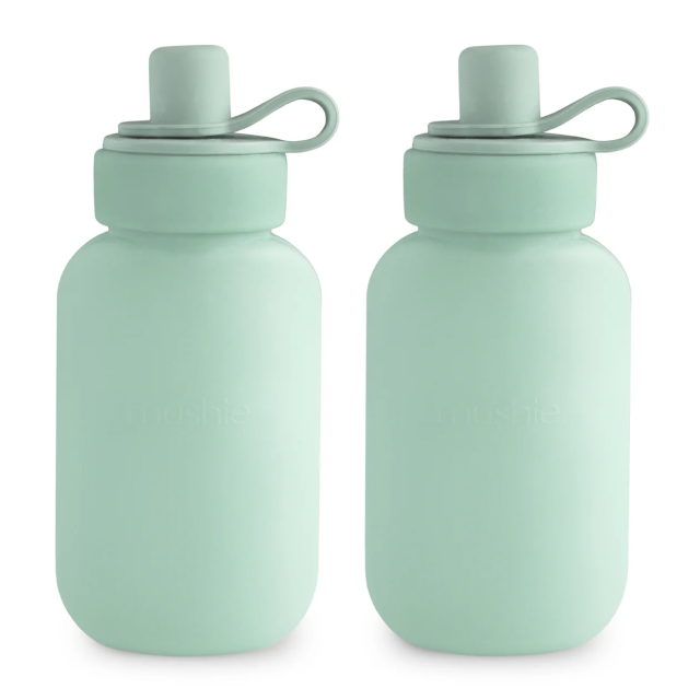 Mushie silicone puree pouch cambridge blue 2-pack