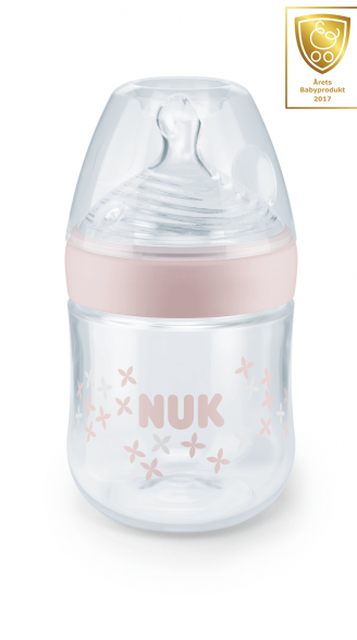 Nuk nappflaska nature sense 0-6mån temp control 150ml rosa