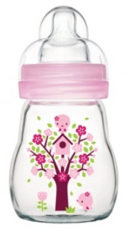 Mam nappflaska feel good 170ml glas rosa