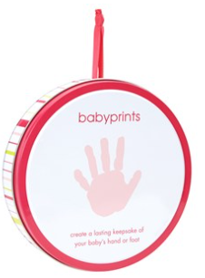 Pearhead hand/fotavtryck lera i plåtlåda rosa