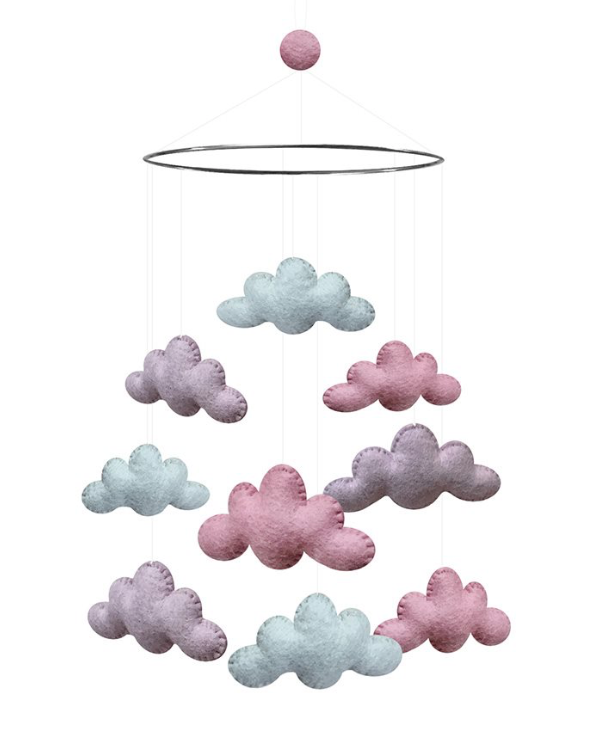 Gamcha sängmobil moln rosa/lila/mint