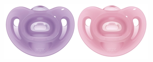 Nuk napp sensitive silikon 0-6mån rosa/lila 2-pack
