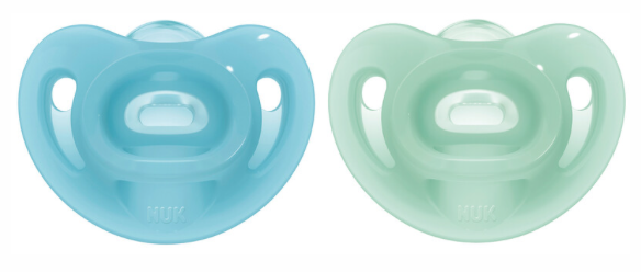 Nuk napp sensitive silikon 6-18mån blå/grön 2-pack