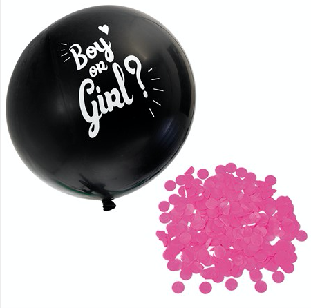 Babyshower ballong flicka eller pojke rosa konfetti