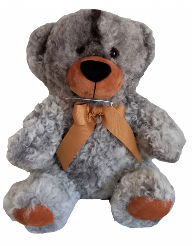 Segr gosedjur nalle lammskinn grå