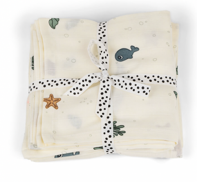 Done by deer swaddle sea friends GOTS 2-pack 120x120cm