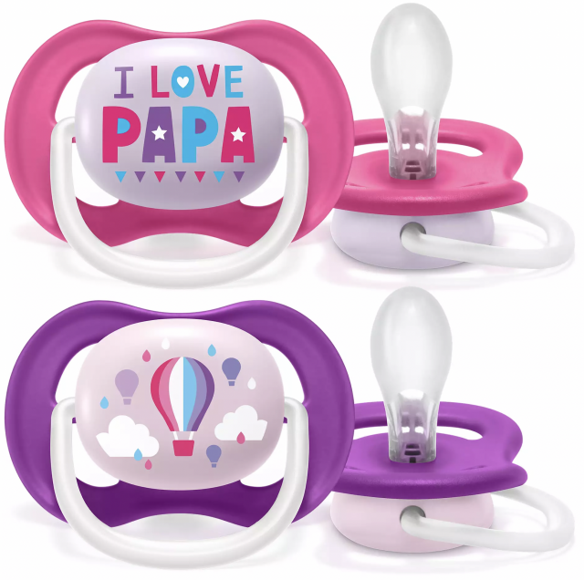 Avent napp ultra air happy 6-18 mån silikon rosa
