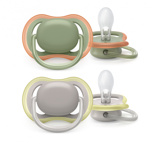 Avent napp ultra air 6-18mån silikon grön/grå 2-pack