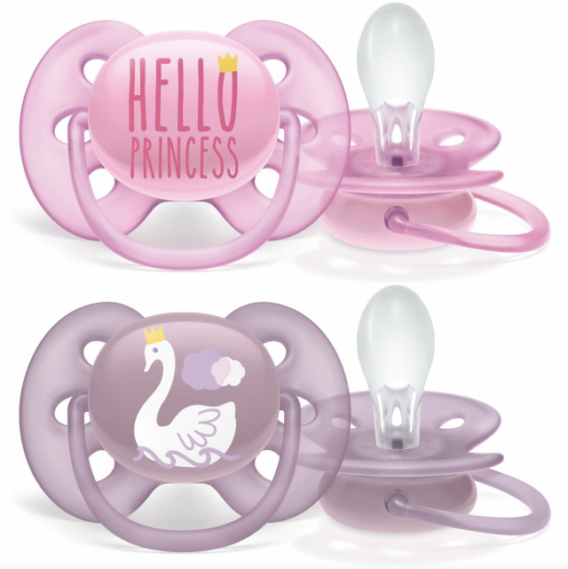 Avent napp ultra soft silikon 6-18mån rosa/lila 2-pack