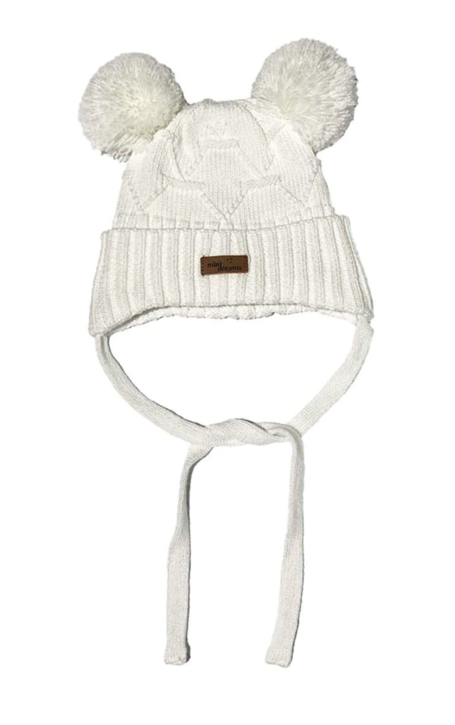 Mini dreams mössa pom pom fodrad 6-12 mån off-white