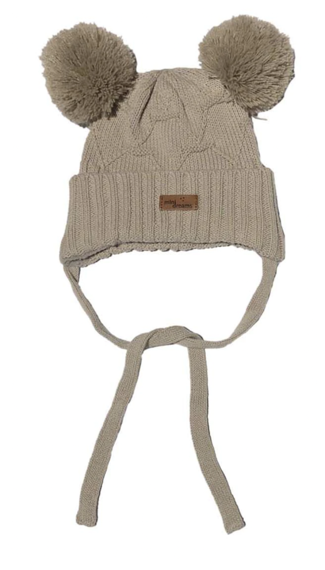 Mini dreams mössa pom pom fodrad 0-6 mån sand