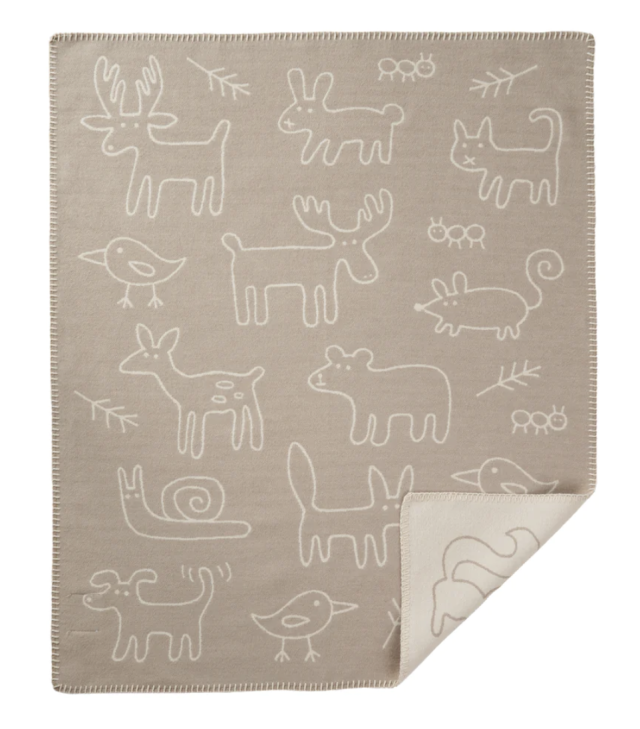 Klippan yllefabrik filt borstad bomull in the woods beige 70x90 cm