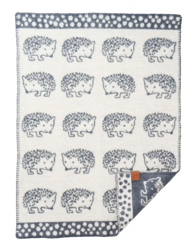 Klippan yllefabrik ullfilt hedgehog blå 65x90cm