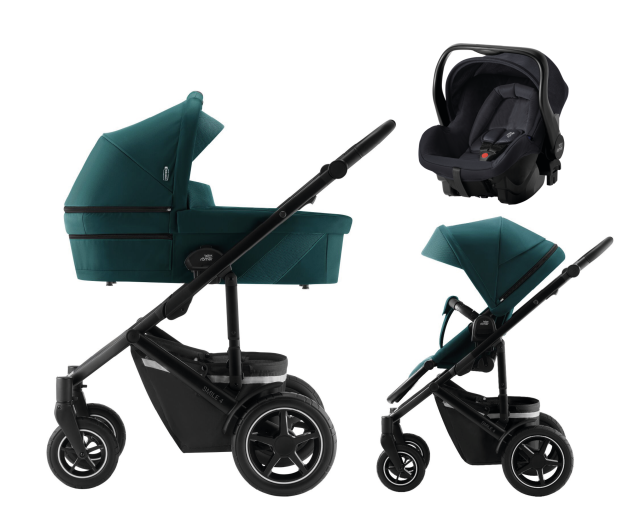 Britax smile 4 PAKET inkl liggdel + babyskydd primo Green Sense Atlantic Green, Fossil Grey, Galaxy Black