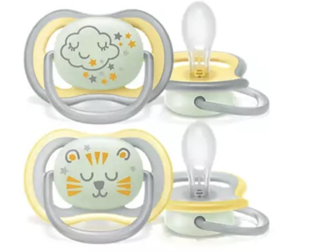 Avent napp ultra air night silikon 18mån+ gul 2-pack