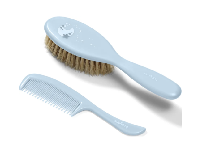 Babyono kam och borste natural blå