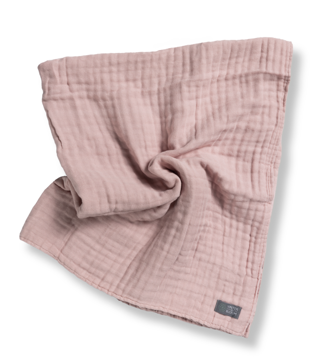 Vinter & bloom filt layered muslin eko silver rose 100x80cm